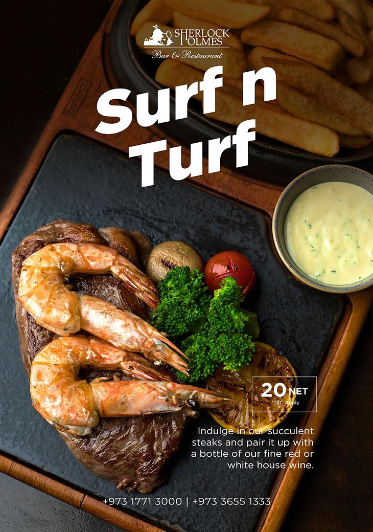 Surf n Turf at Sherlock Holmes